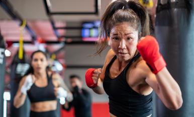 Image of woman taking a boxing conditioning class